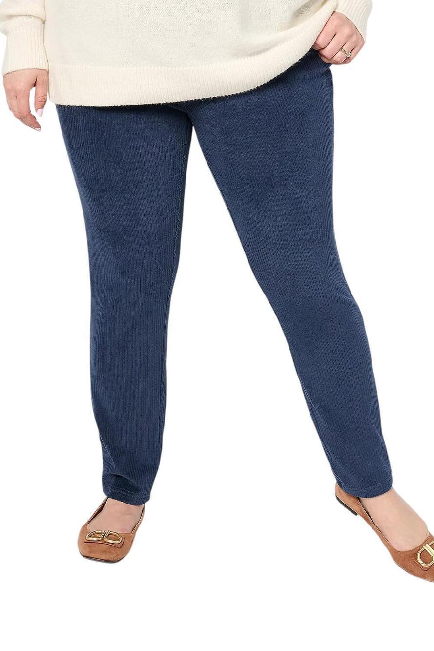 Quacker Factory Corduroy Straight Leg Pants w Pockets Denim Blue - Regular